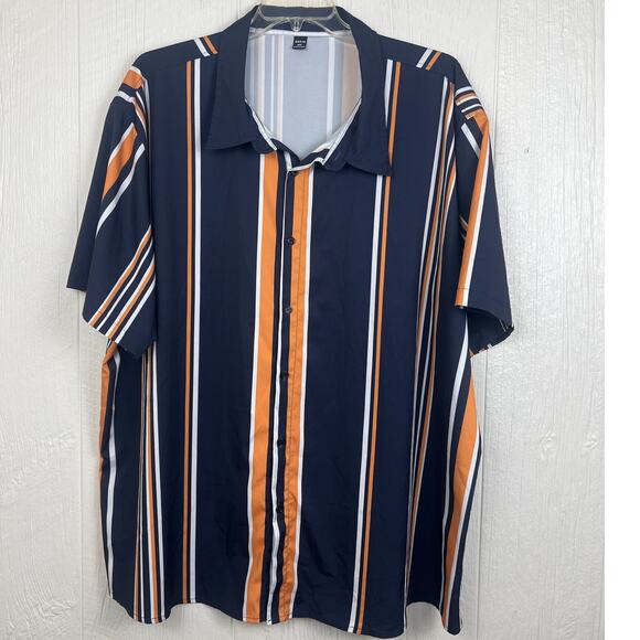SHEIN shirt men’s 6XL blue/gold stripe NWOT measures like a 3XL - Picture 7 of 7